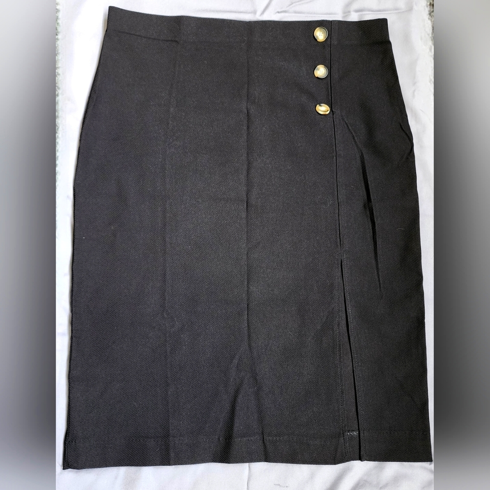 Jules &‎ Leopold Elegant Black Skirt with Faux Buttons size XL